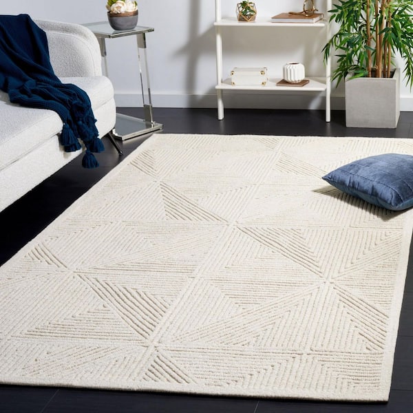 Textural 3 ft. x 5 ft. Ivory Triangle Striped Area Rug