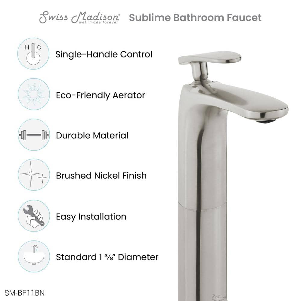 Sublime Brushed Nickel Single-Handle High Arc Bathroom Faucet