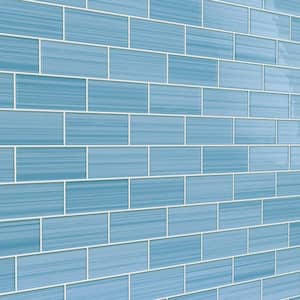 Hand Painted Rectangular 3 in. x 6 in. Astoria Blue 40 Glass tile (10 sq. ft./per Case)