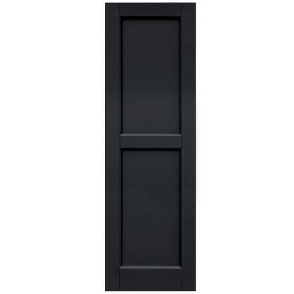 Winworks Wood Composite 15 in. x 48 in. Contemporary Flat Panel Shutters Pair #632 Black