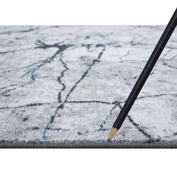 Eden Collection Marble Ivory 6 ft. x 9 ft. Machine Washable Abstract Indoor Area Rug