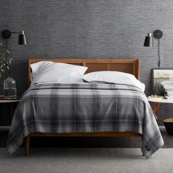 The Company Store Ledge Plaid Merino Cream Wool King Woven Blanket