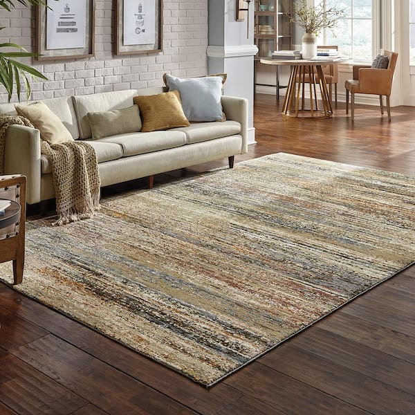 Audrey Gold/Green 2 ft. x 12 ft. Abstract Runner Rug