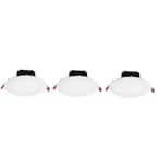 6 in. Canless White Flush Round Wet Rated New Construction and Remodel Integrated LED Recessed Light Kit (3-Pack)