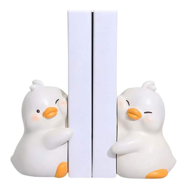 Unbranded 5.12 in. H Cute Hug Ducks Resin Bookends,Creative Decorative Book Holders for Home/Office Shelves