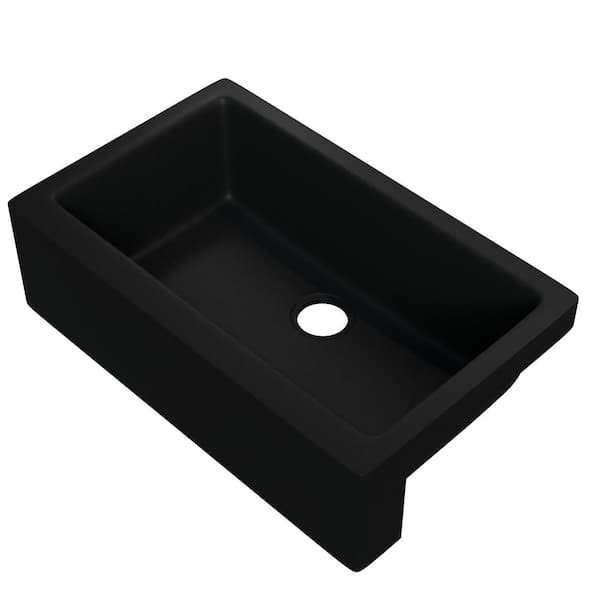 BAJA 33 in. Farmhouse Single Bowl Absolute Black Granite Composite Kitchen Sink