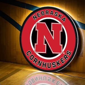 University of Nebraska Round 23 in. Plug-in LED Lighted Sign