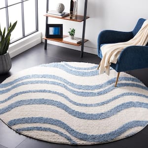 Norway Blue/Ivory 7 ft. x 7 ft. Abstract Striped Round Area Rug