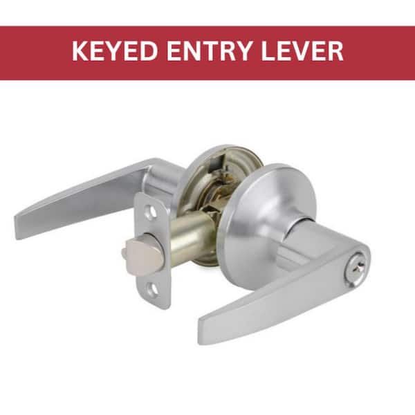 Global Door Controls Franklin Collection Modern Brushed Chrome Grade 3 Entry Door Handle with Lock