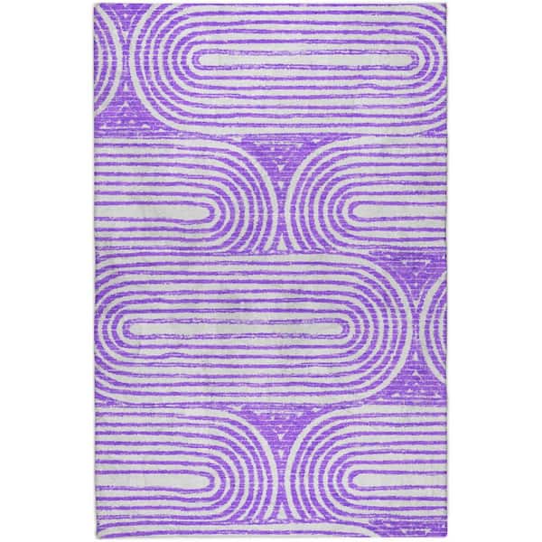 Dream Shag Premium Machine Washable Abstract ADS540 Purple 9 ft. x 12 ft. Area Rug
