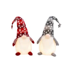26 in. H B/O Lighted Holiday Plush Gnome Figurine (Set of 2)