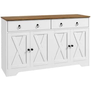 White Particle Board 47.75 in. Sideboard with Adjustable Shelves