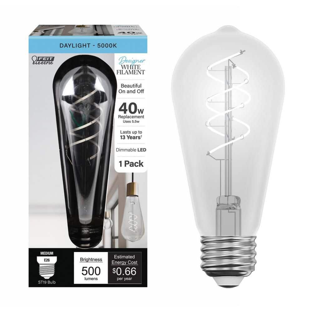 Led Double Light Fixture Reviews for Feit Electric 40-Watt Equivalent ST19 Dimmable Double ...