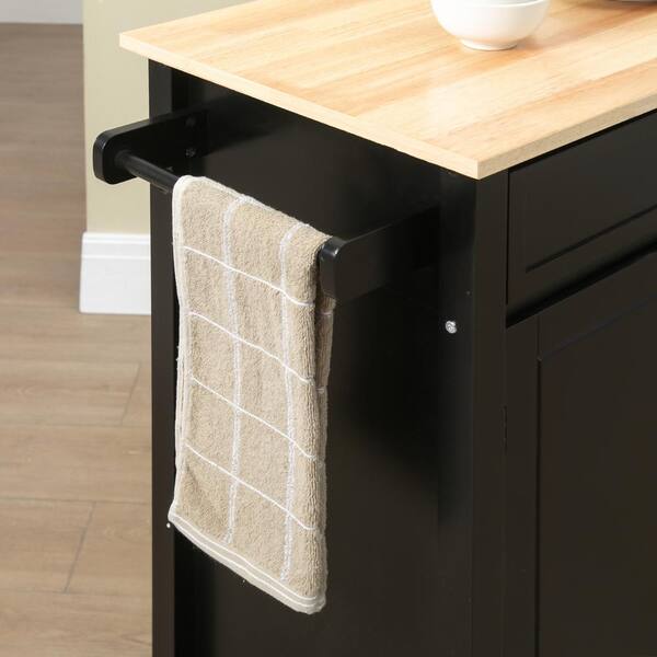 Unbranded - Outdoor Grill Cart with Storage, Solid Wood Top, Drawer, for Outdoor & Backyard, Black