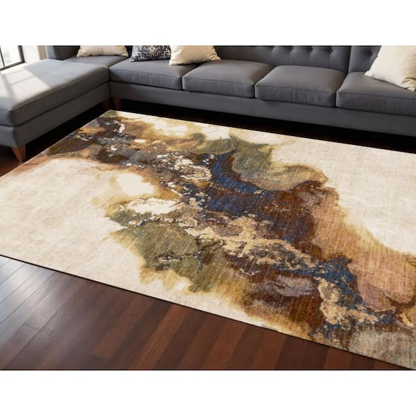 Beige  8 X 10 ft. Woven Abstract Rectangle Indoor Area Rug
