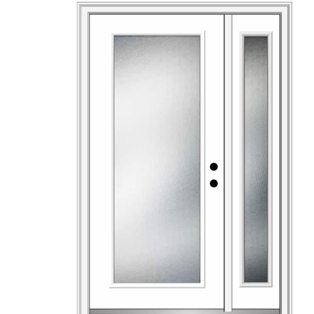 51 in. x 81.75 in. Micro Granite Left-Hand Inswing Full Lite Decorative Primed Steel Prehung Front Door w/ One Sidelite price history on PriceWatchPro