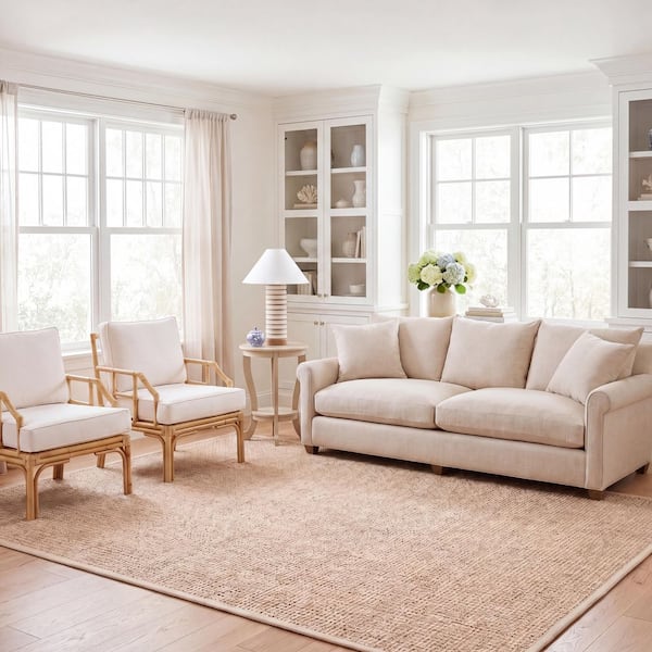 Natural Fiber Tan/Beige 6 ft. x 9 ft. Border Area Rug