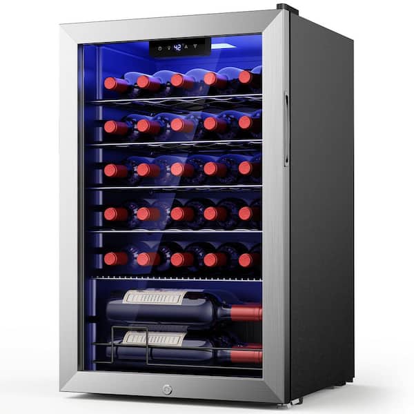 17 in. Single Zone 25-Bottle Freestanding Wine Cooler in Black with Digital Control, Removable Shelves