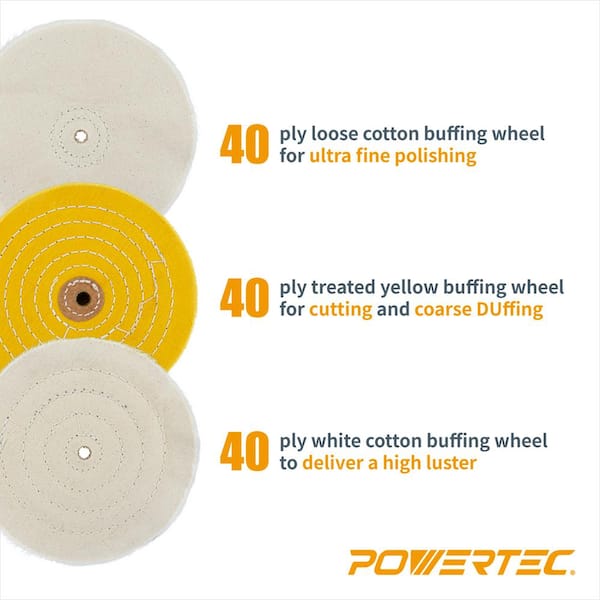 POWERTEC 6 in. Bench Grinder Buffing Wheel Kit with 3-piecs Polishing  Compound Set 71631 - The Home Depot