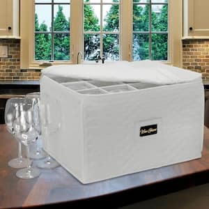 Stemware Storage Organizer Beige Polyester Stemware Organizer with Zip lock lid