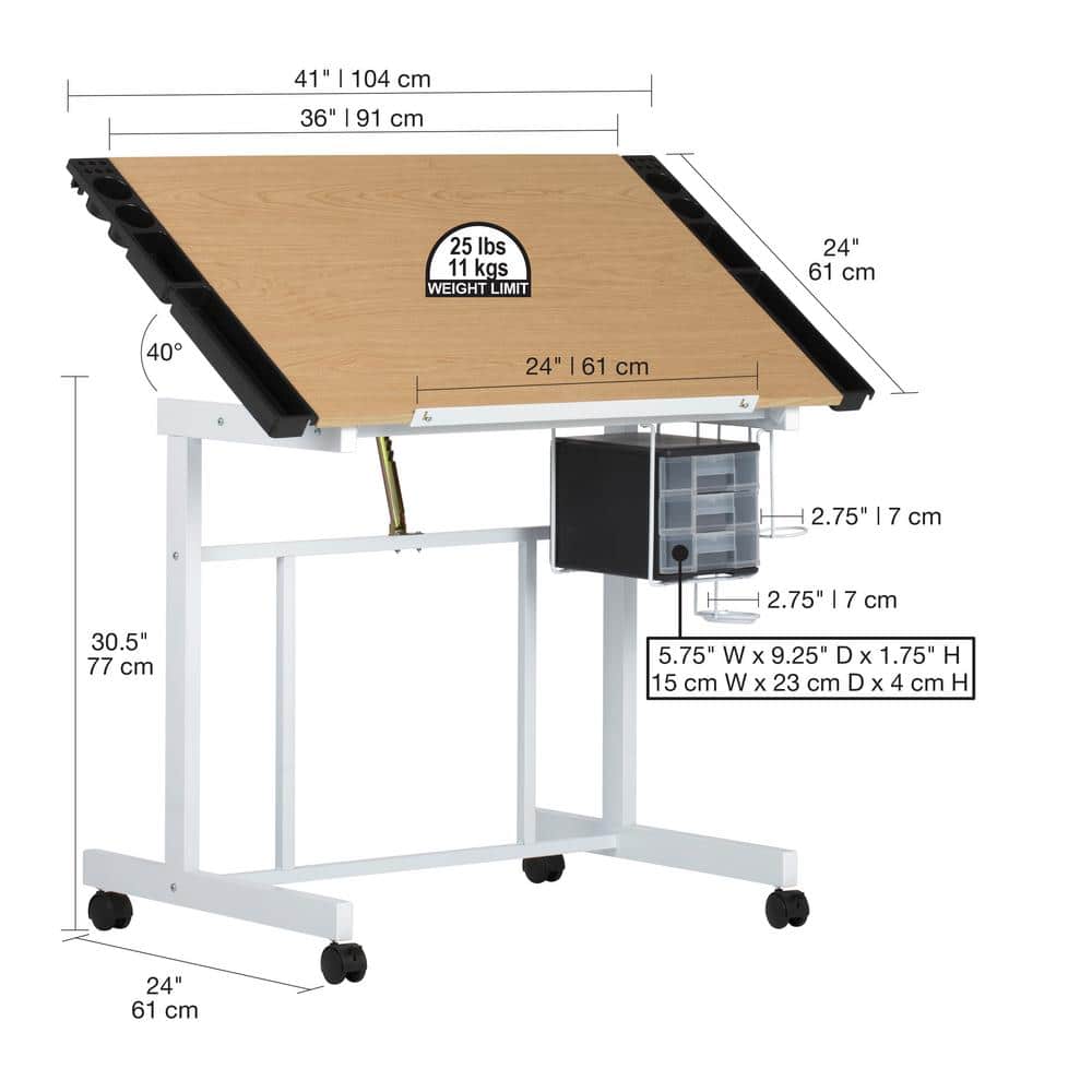 Deluxe White Maple 40'' Craft Station with Adjustable Top & Storage