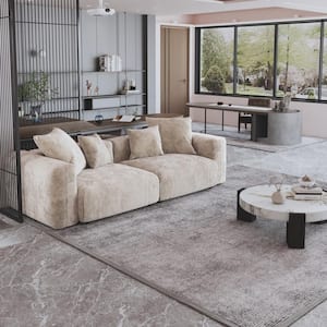 102.3 in. Square Arm Corduroy Velvet Modular Free Combination Sofa in. Beige