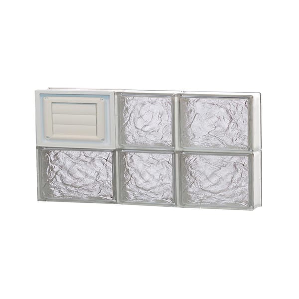 Clearly Secure 21.25 in. x 11.5 in. x 3.125 in. Frameless Ice Pattern Glass Block Window with Dryer Vent