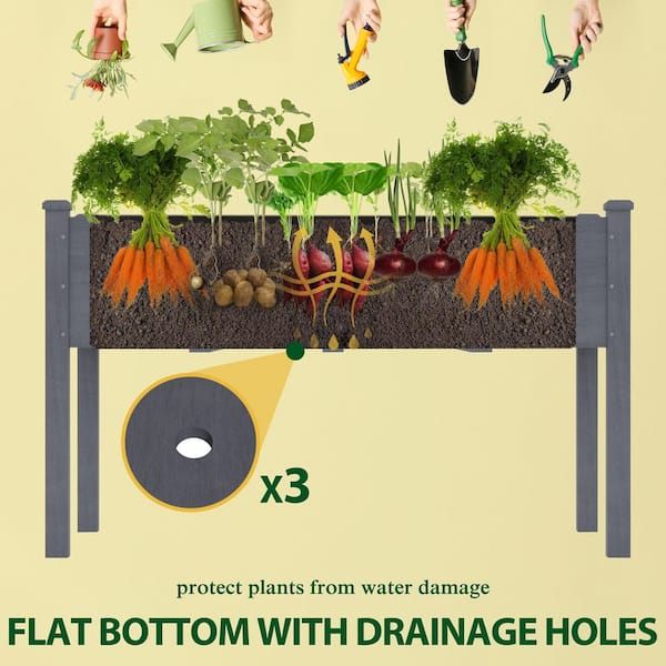 47 in. x 23 in. x 30 in. Gray Cedar Raised Garden Bed with Liner
