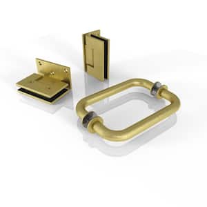78 in. Door Only Hardware Pack in Satin Brass with Handle