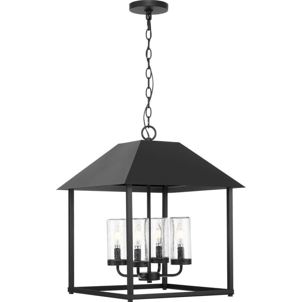 Chapel Black Glass Indoor/Outdoor Pendant Light