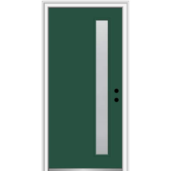 MMI DOOR 32 in. x 80 in. Viola Left-Hand Inswing 1-Lite Frosted Glass Painted Fiberglass Prehung Front Door on 4-9/16 in. Frame