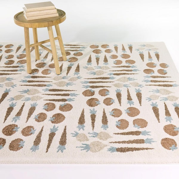 Harvest Rust 5 ft. 3 in. x 7 ft. Kids Veggie Area Rug