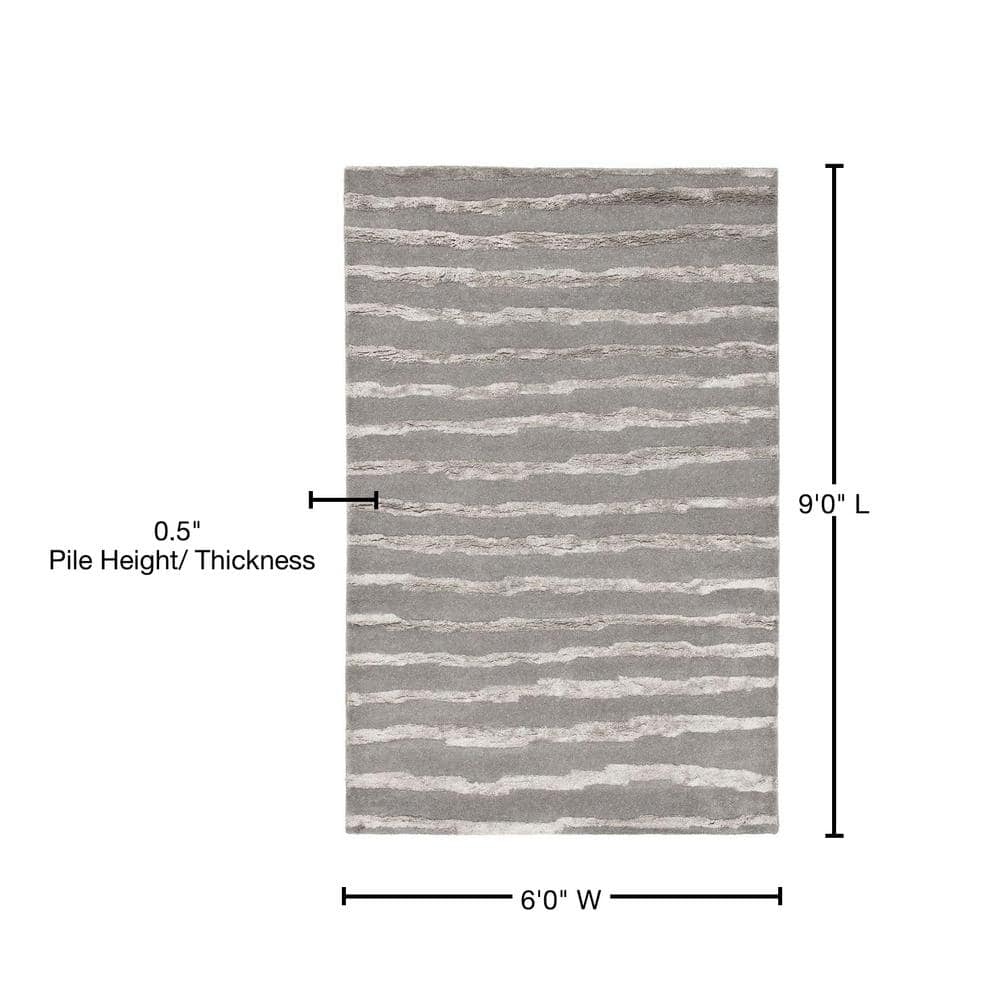 Gray Tufted Handmade Reversible Wool and Viscose Area Rug, 6' x 9'