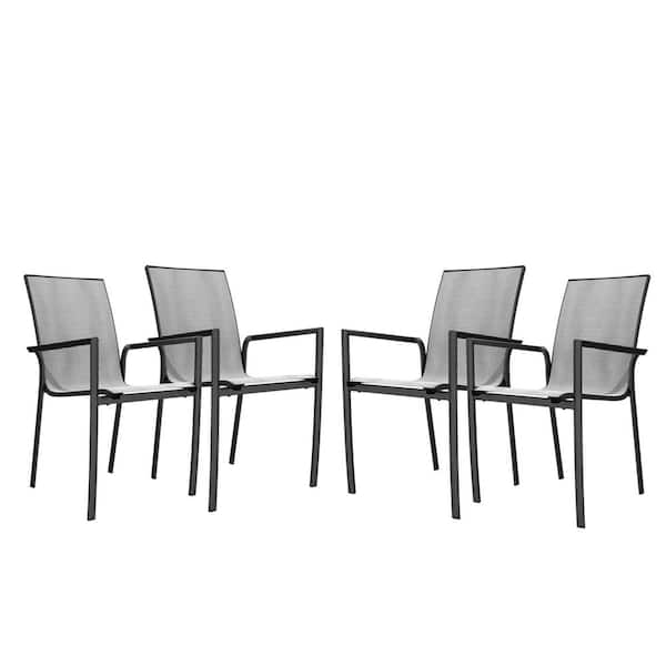 Boyel Living Aluminum Folding Outdoor Dining Chair in Gray (Set of 4)