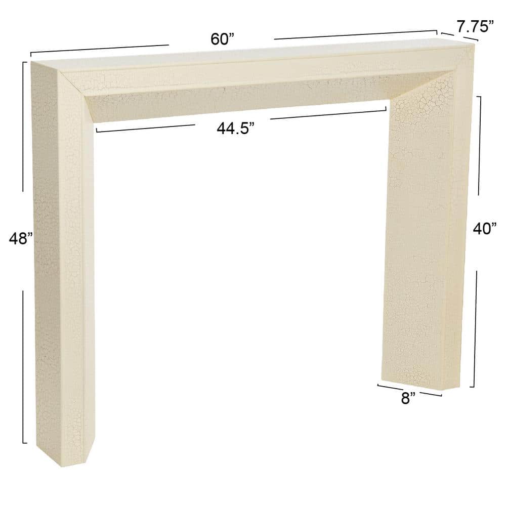 Distressed Cream MDF Decorative Fireplace Mantel, 50" x 40"
