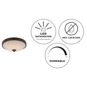 13 in. Integrated LED Oil Rubbed Bronze Flush Mount Ceiling Light Fixture with Frosted Glass
