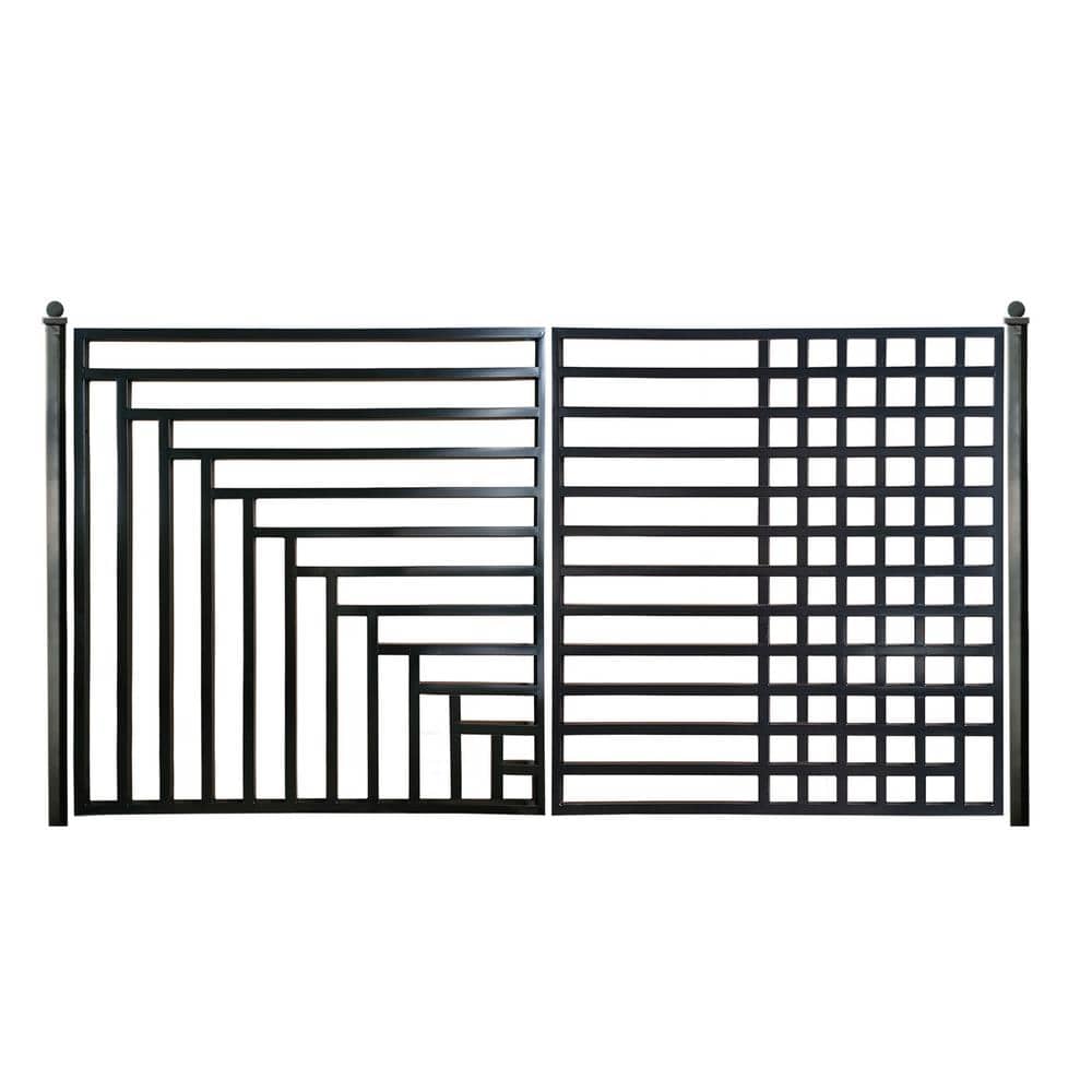 Kyiv Style Black Steel Dual Swing Driveway Gate 12 x 6 Feet