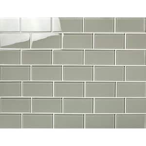 Modern Smokey Gray 3 in. x 6 in. Glossy Glass Subway Wall Tile (17.5 sq. ft./Case)