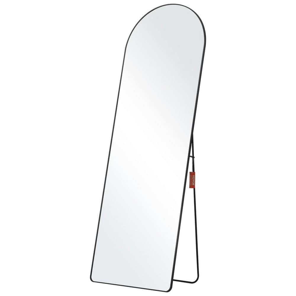 Arched Black Aluminum Full Length Mirror with Stand