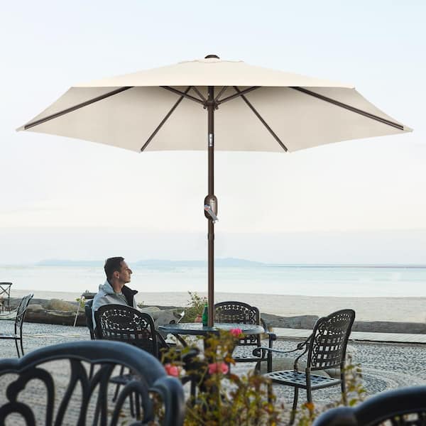 7.5ft Outdoor Market Patio Umbrella in Cream with Push Button Tilt