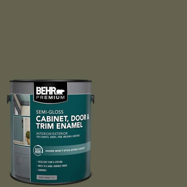 BEHR PREMIUM 1 gal. #N350-7 Olive Semi-Gloss Enamel Interior/Exterior Cabinet, Door & Trim Paint