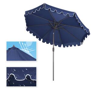 9 ft. Aluminum Patio Market Umbrella with Push Button Tilt and Crank in Navy Blue