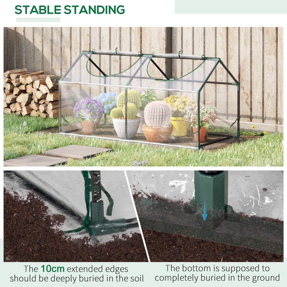 Clear PVC Portable Mini Greenhouse with Zippered Windows