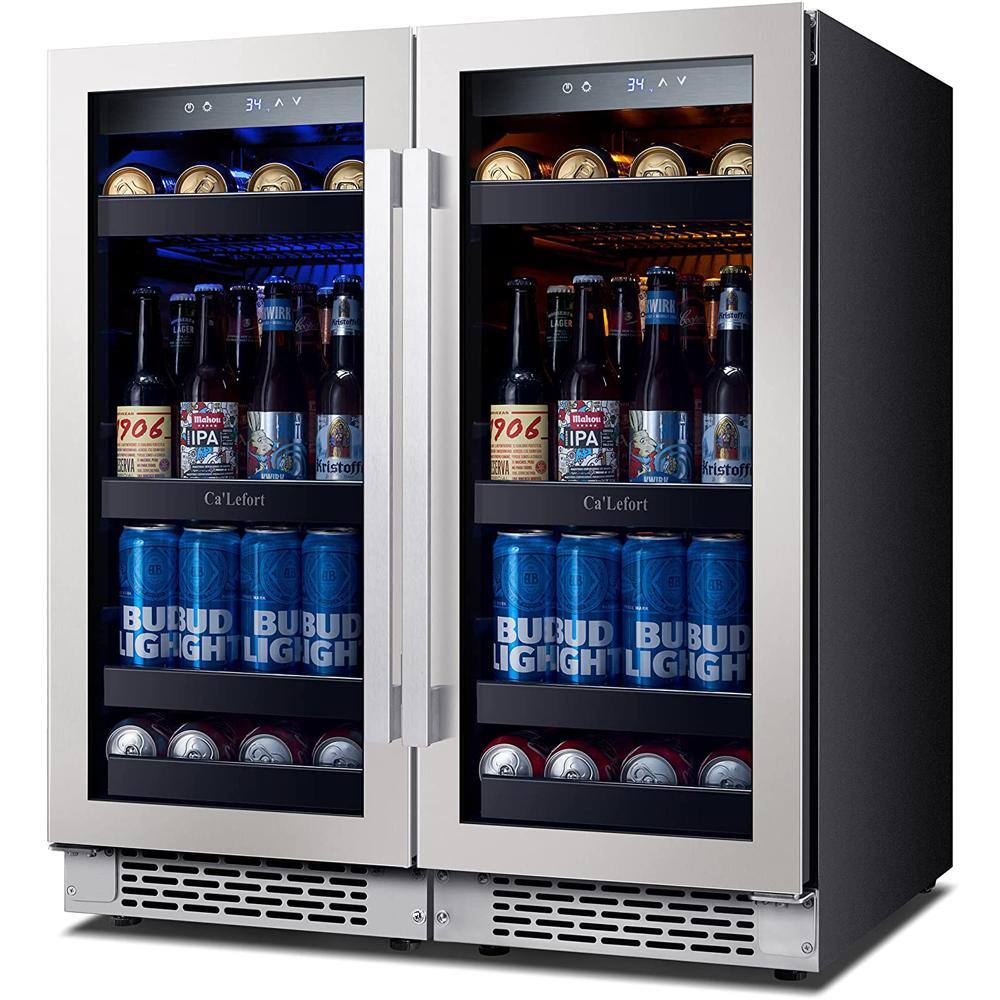 Ca'Lefort 30 in. Dual Zone 200-Cans Beverage Cooler Side-by-Side Refrigerators Built-in or Freestanding Fridge Frost Free in Black
