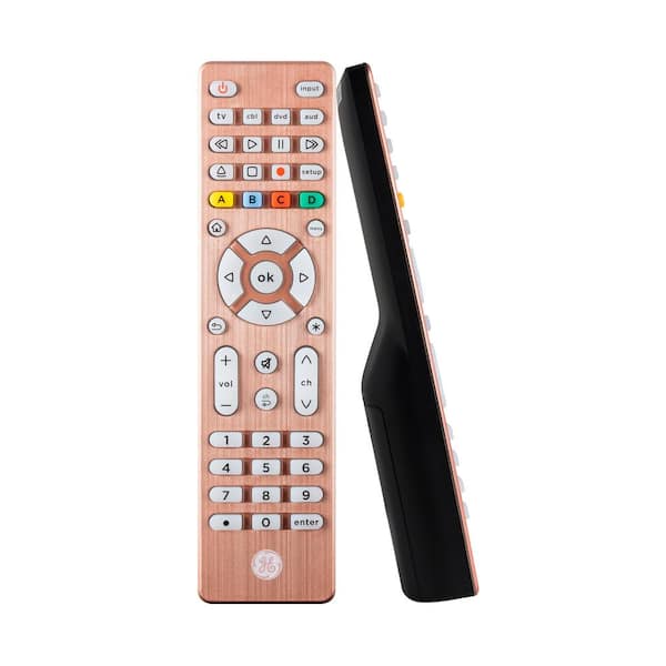 GE 4-Device Backlit Universal TV Remote Control in Brushed Rose Gold