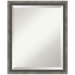 Burnished Concrete Narrow 18.25 in. x 22.25 in. Beveled Modern Rectangle Wood Framed Bathroom Wall Mirror in Gray