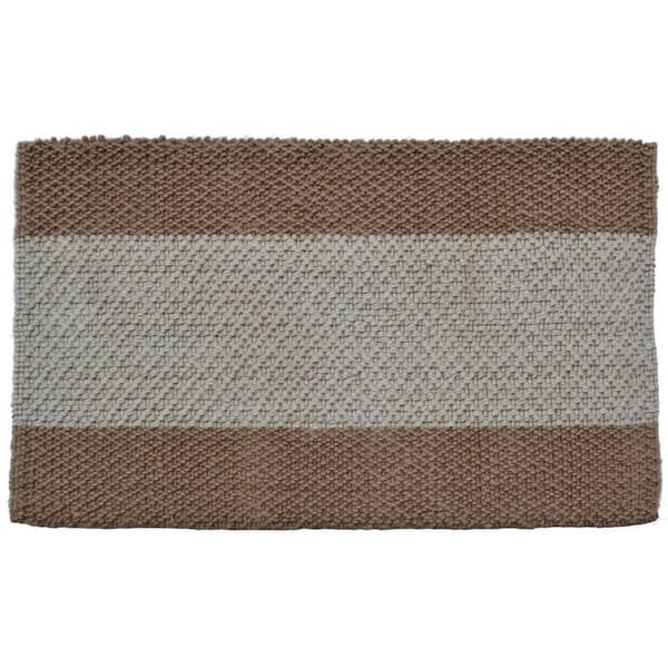 2 ft. x 3 ft. Brown And Beige Jute Striped Hand Woven Area Rug