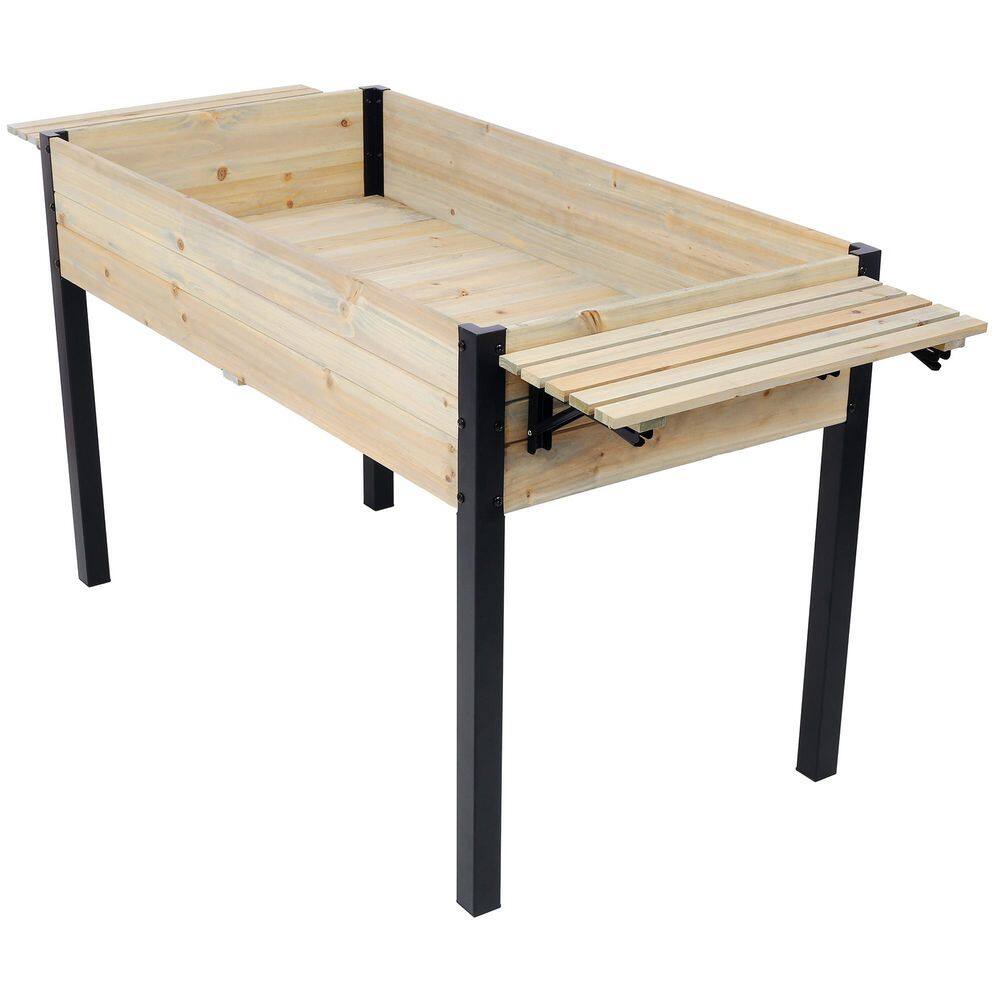 62.50 in. x 23.60 in. Natural Wood Rectangular Outdoor Raised Garden Bed Planter Box with Metal Legs price history on PriceWatchPro