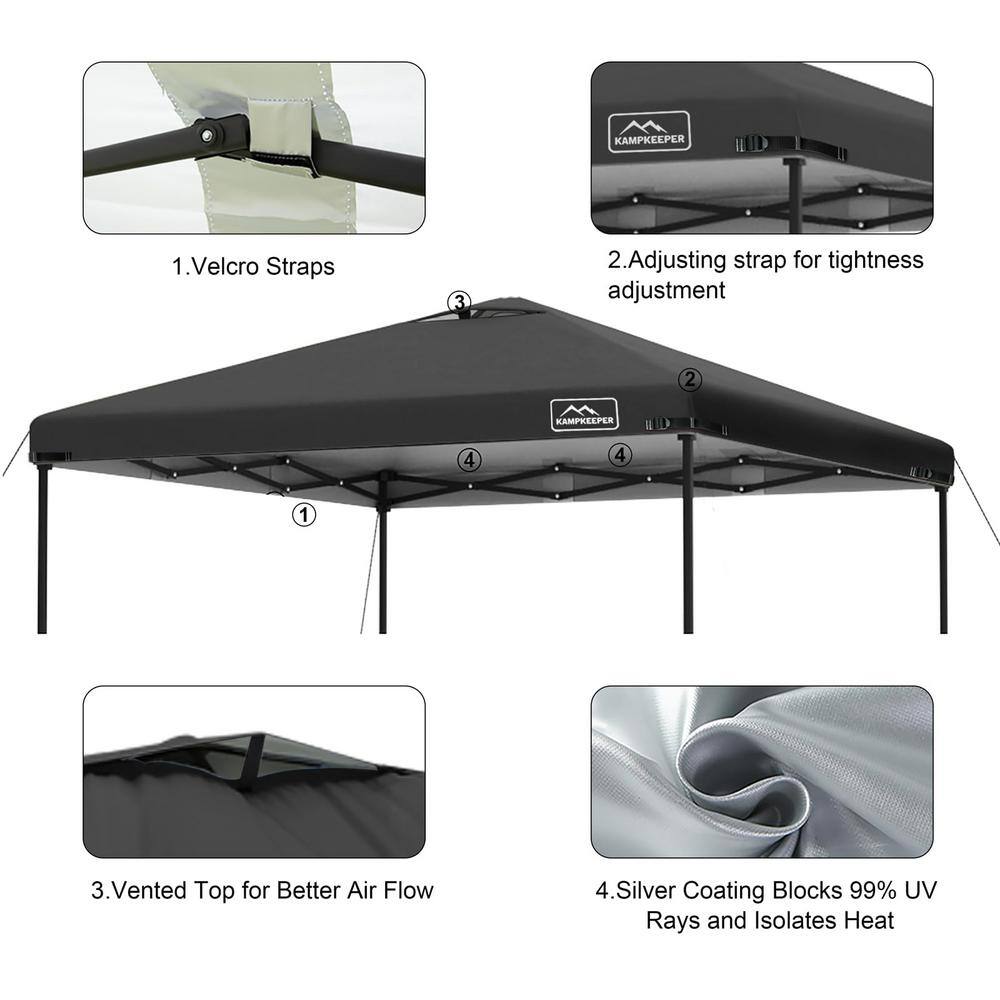 Black 10x10 Polyester Pop-Up Canopy Tent Top with Air Vent