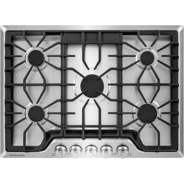 FRIGIDAIRE 30 in. 5 Burner Gas Cooktop in Stainless Steel with Continuous Grates